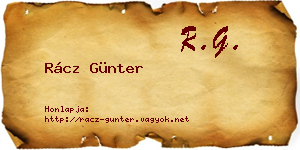 Rácz Günter névjegykártya